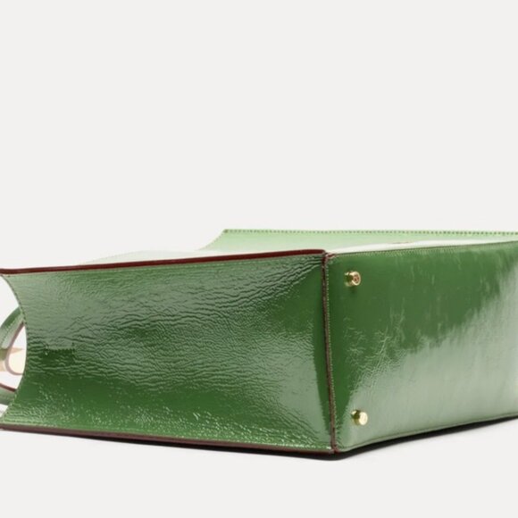 NWT Frances Valentine Margo Tote in Green Naplak Leather - The Perfect Bag - Picture 5 of 13